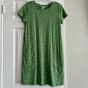Toad&Co Green Sheath Mini Dress Crew Neck Short Sleeve